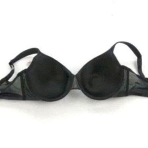 Cacique Lane Bryant Women Bra Smooth Satin Full Coverage Mesh U/W Sz 44DD Black - Picture 3 of 6